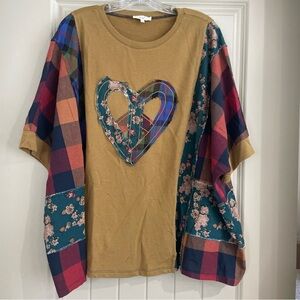 ❤️‍🔥FINAL PRICE❤️‍🔥Easel Tan and Yellow Blouse with Kimono Sleeves NEVER WORN